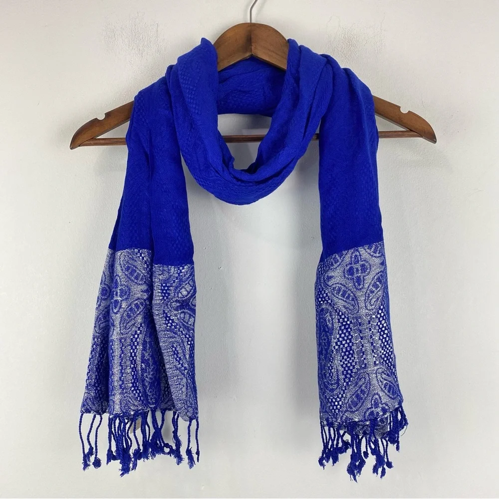Collection Eighteen Blue Sapphire Lace Paisley Scarf